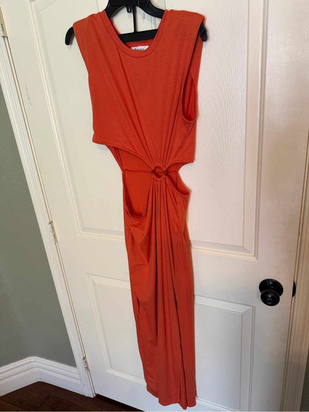 Sleeveless Ring-Cut Maxi Dress in Burnt Orange